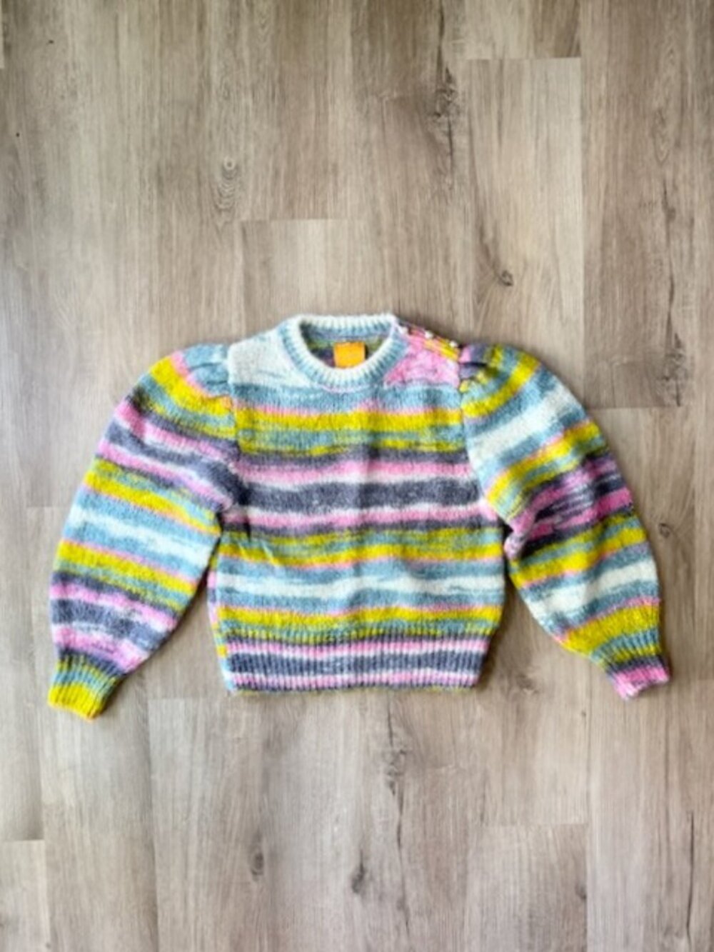 Le Lion Mohair Striped Puff Sleeve Sweater M
